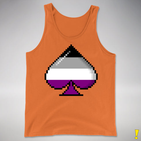 Asexual Pride 8-Bit Pixel Ace of Spades Premium Tank Top - Orange